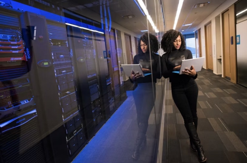 a person working in a data center